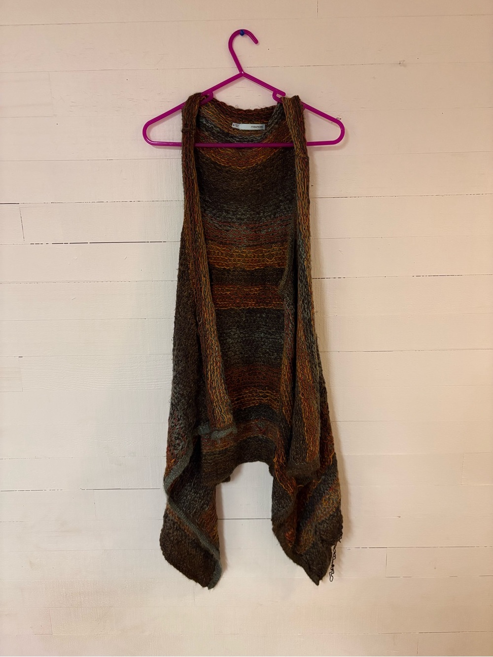 Maurices Multicolor Boho Open Front Waterfall Sweater Vest Women's M